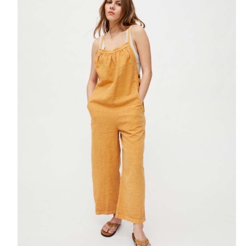 Urban Outfitters Georgie Wide Leg Overall, Yellow Orange Jumpsuit, Boho Cottage